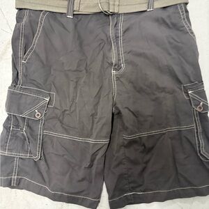 AIRWALK Men's Cargo Shorts Gray Cotton Pockets Flat Front Button Summer Casual